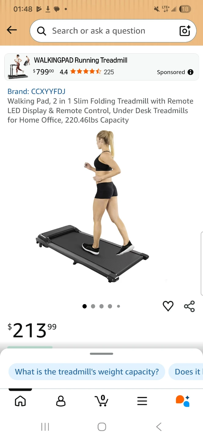 WALKINGPAD Running Treadmill with Remote and LED Display