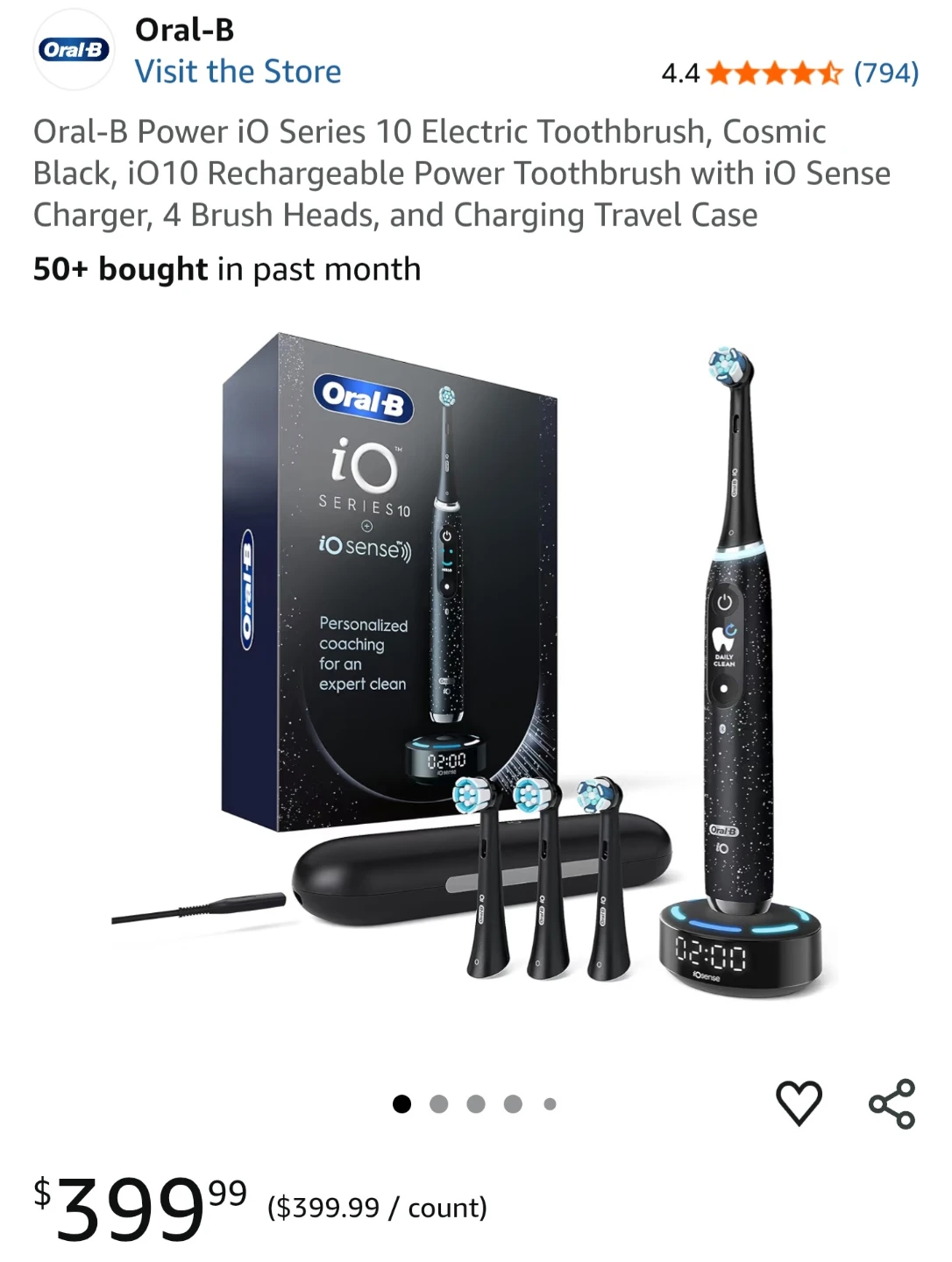 Oral-B Power iO Series 10 Electric Toothbrush Cosmic Black