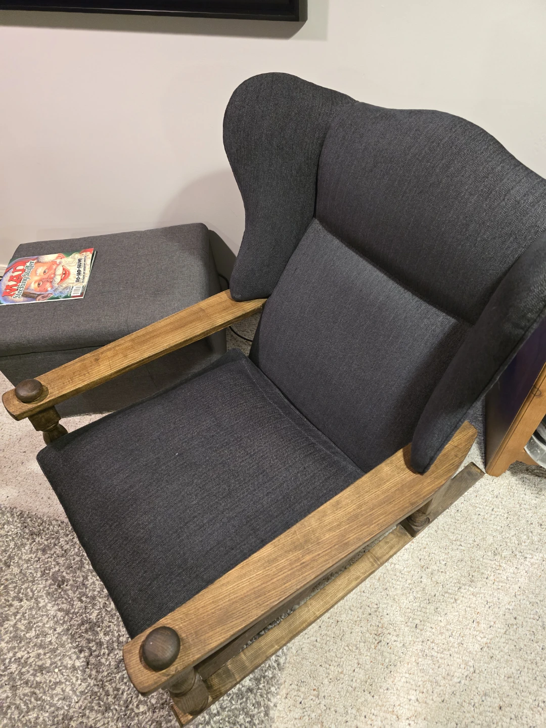 Dark Grey Upholstered Rocking Chair