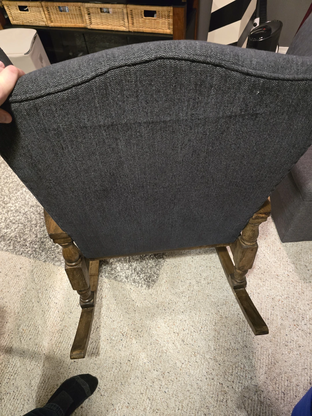Dark Grey Upholstered Rocking Chair - photo 3