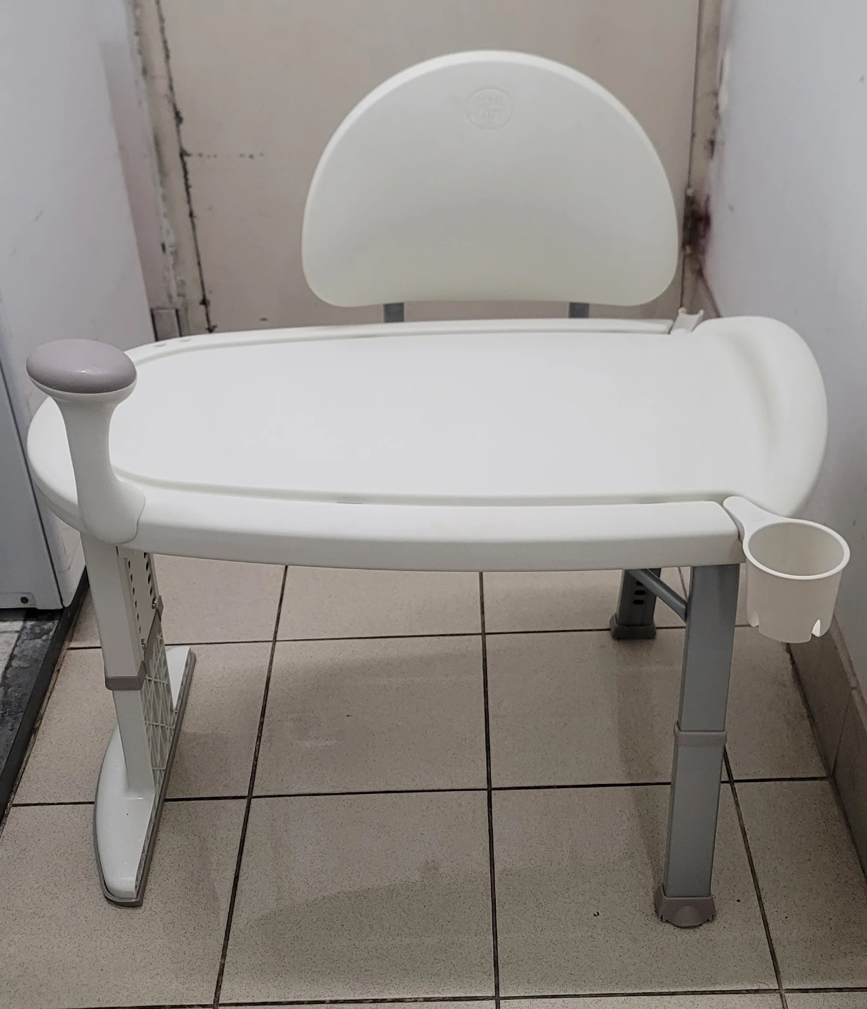 White Adjustable Bath Chair with Backrest - photo 2