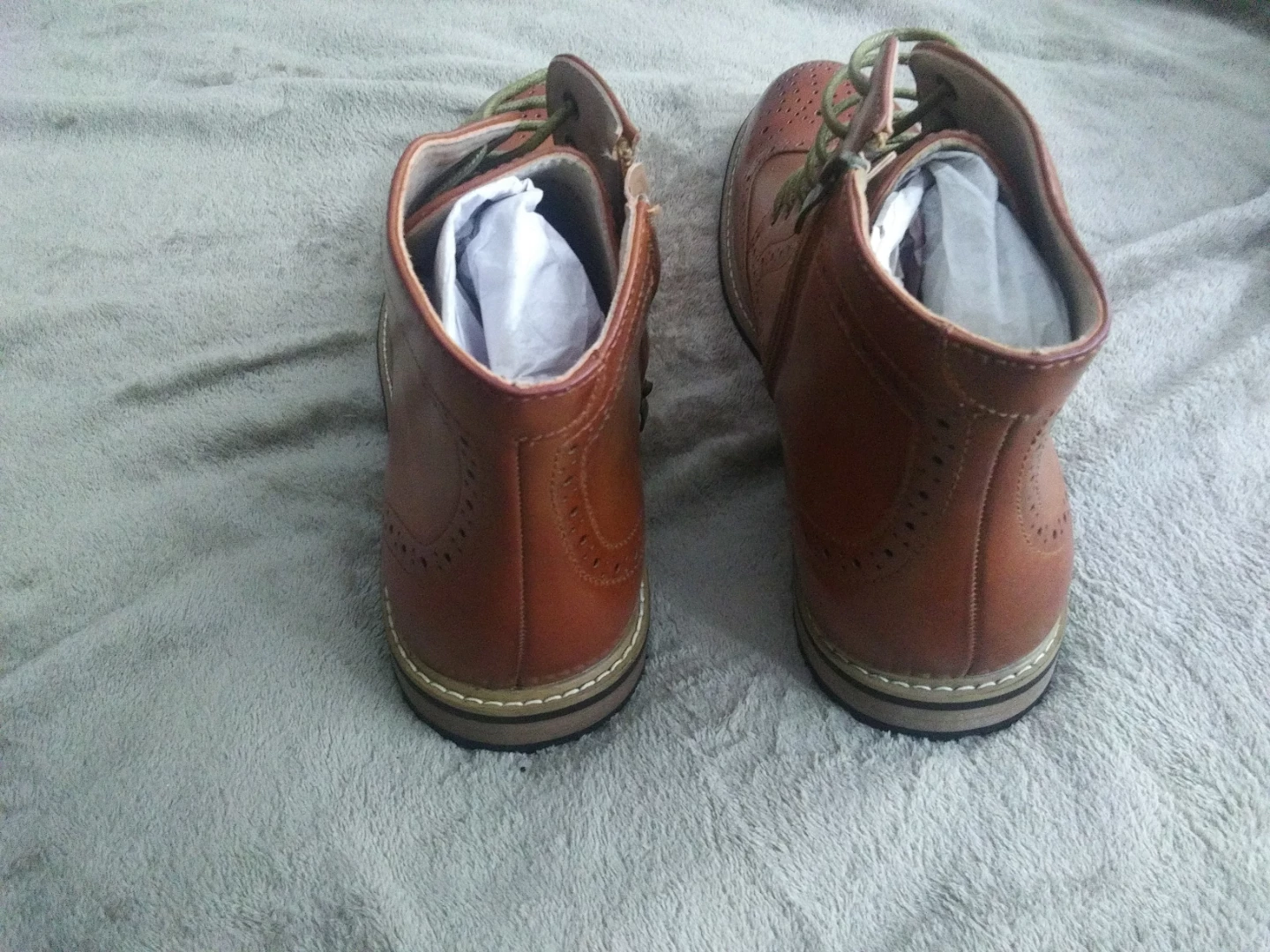 Men's Brown Leather Wingtip Boots Size 12 - photo 4
