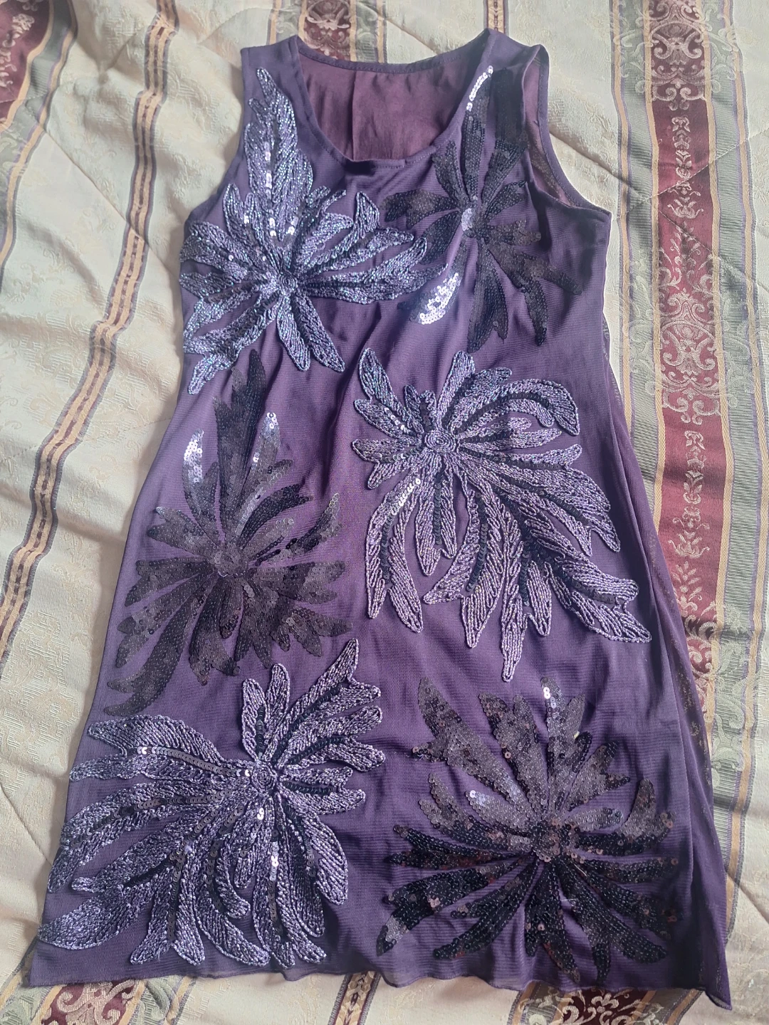Purple Beaded Flower Dress
