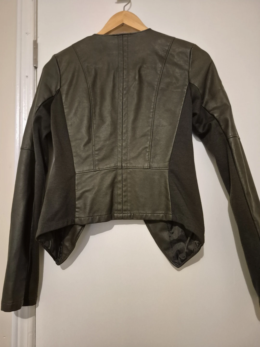 Dynamite Faux Leather Jacket - Olive Green - Size P/S - photo 2