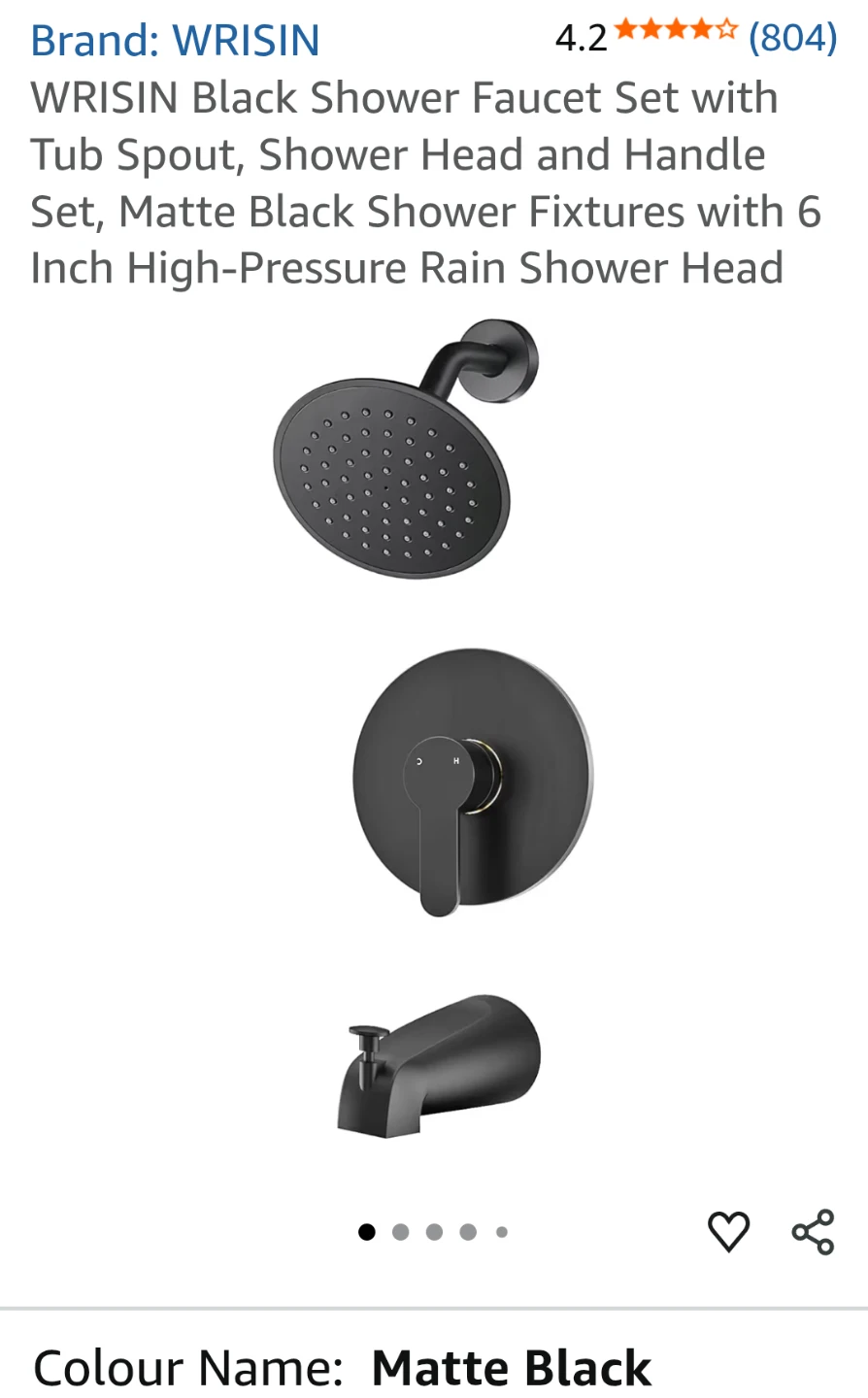 New WRISIN Shower Faucet Set Matte Black