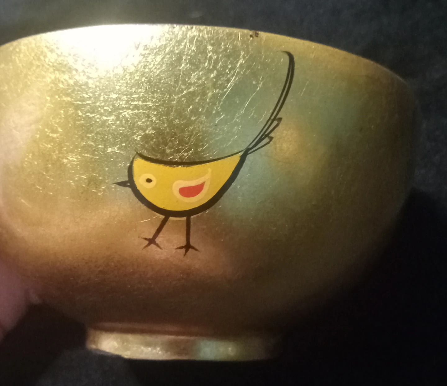 Gold Leaf Bowl with Bird Design - photo 2