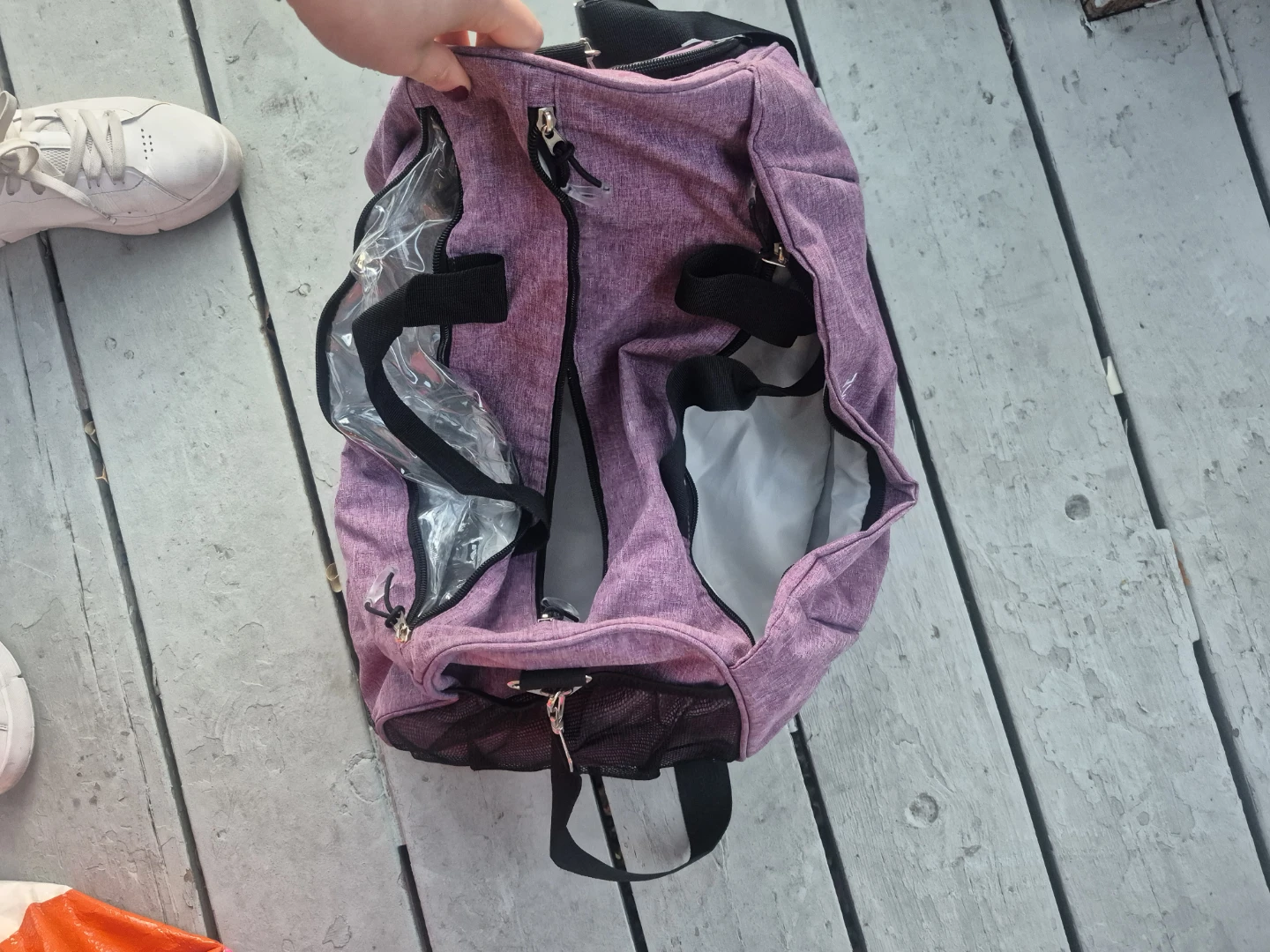Purple Duffle Bag with Clear Compartment - photo 2