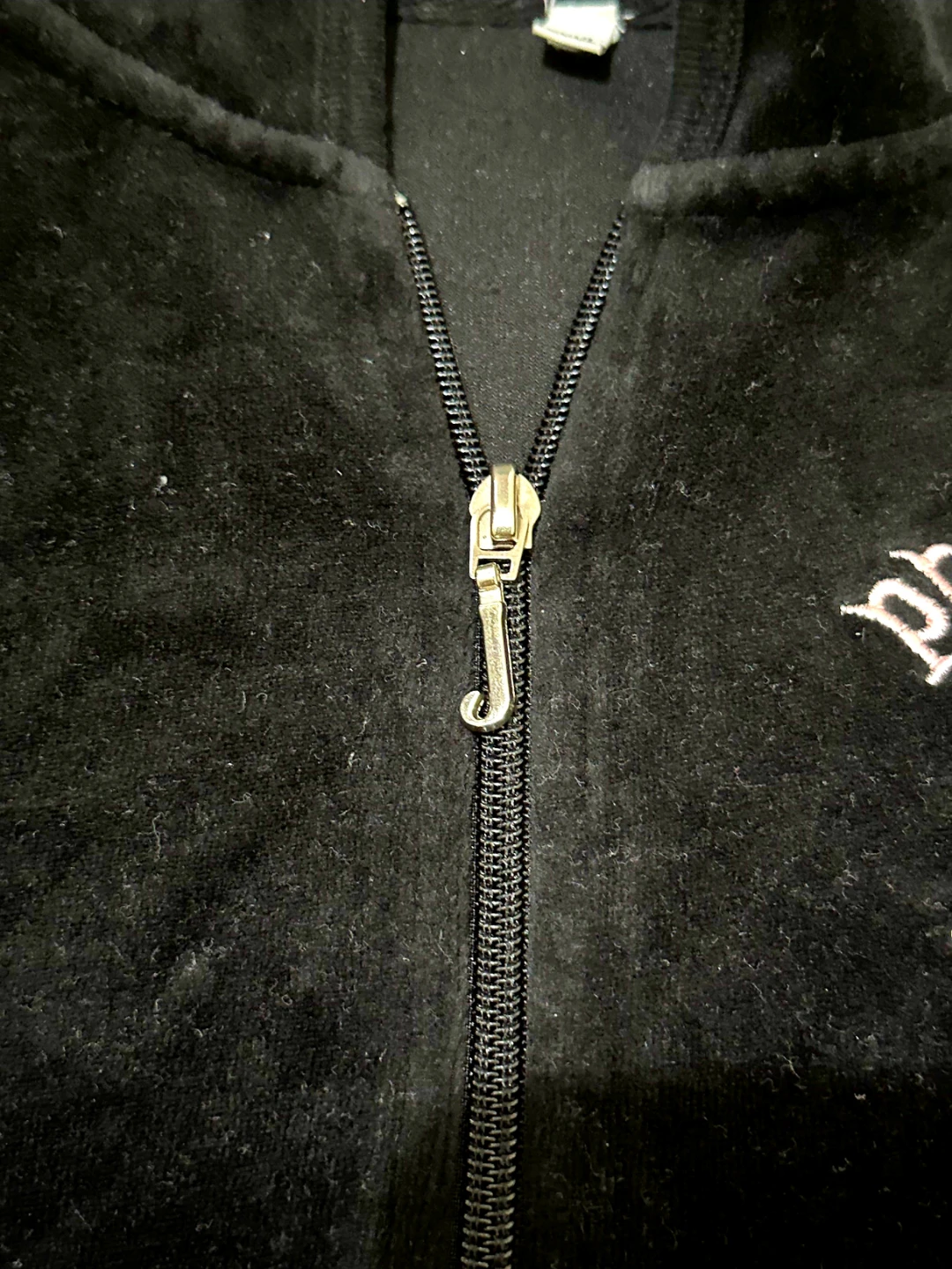 Juicy Couture Black Velour Hoodie Track Jacket - photo 5
