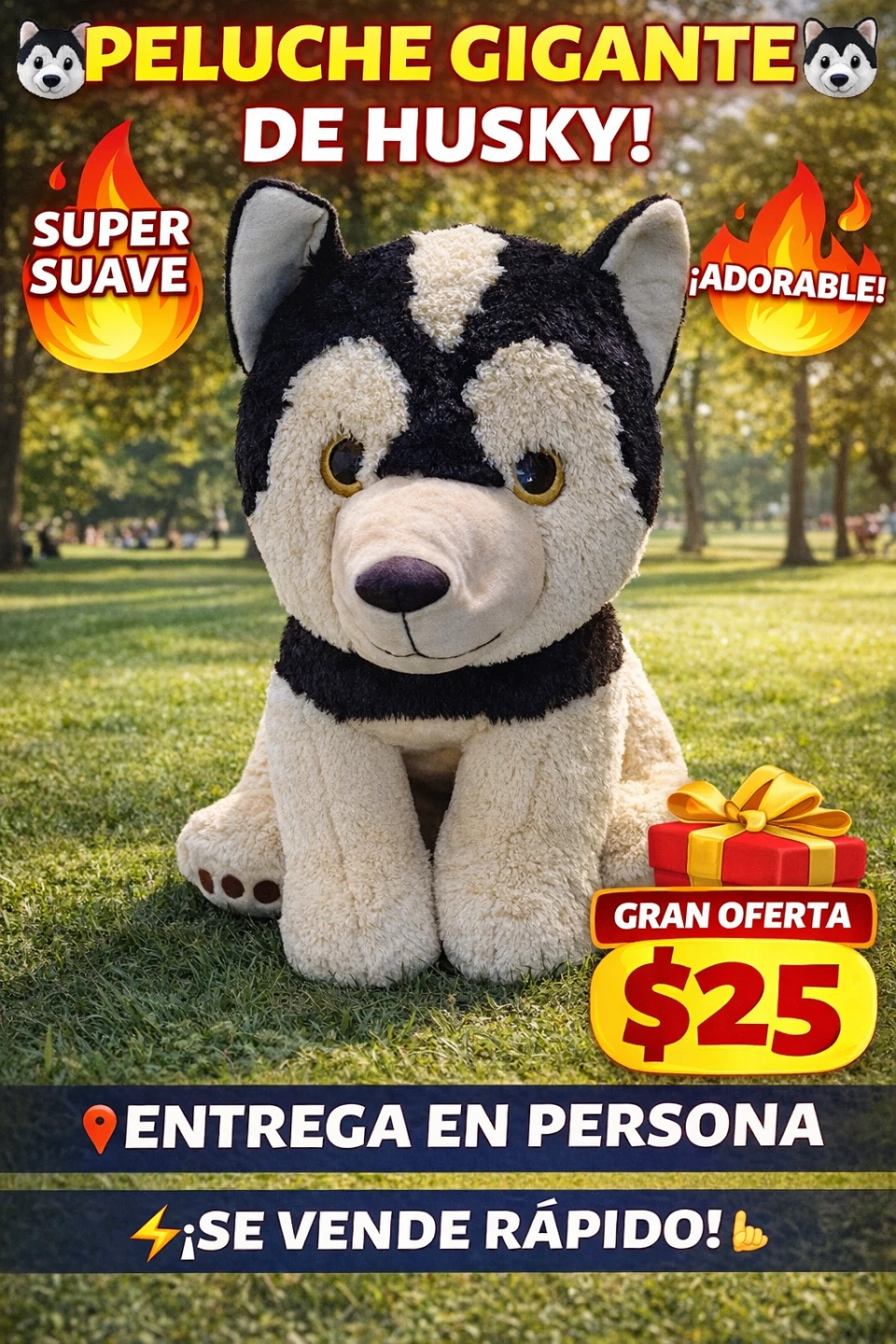 🐺 Peluche Gigante de Husky Súper Suave – Perfecto para Regalo 🎁