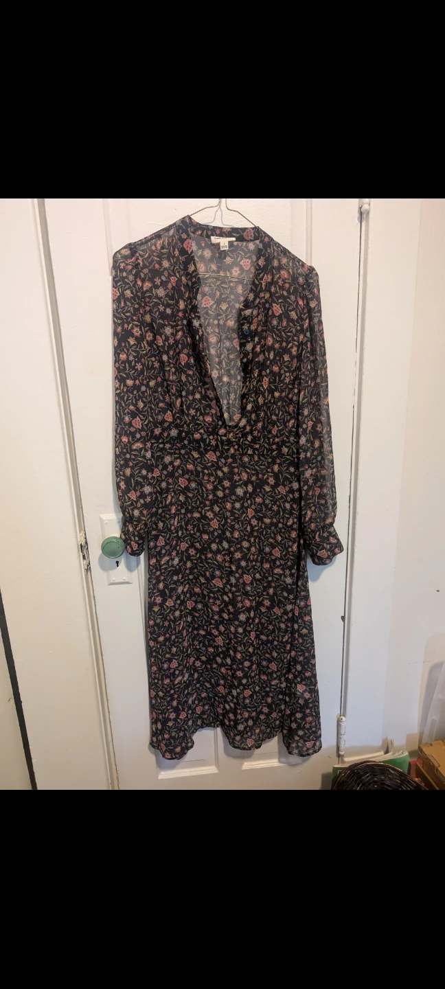 Floral sheer midi button down dress