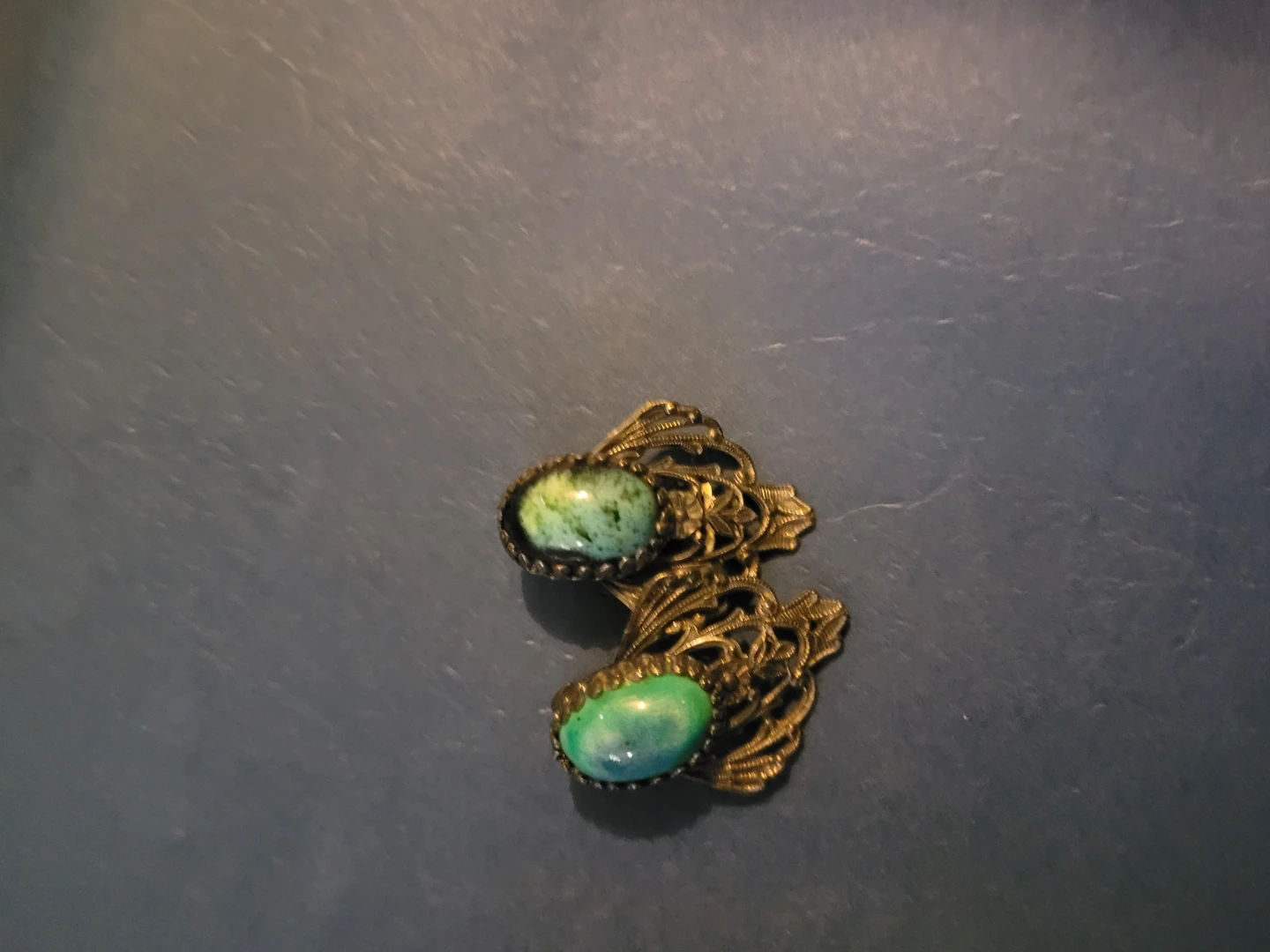 Vintage Brooch with Green Stones
