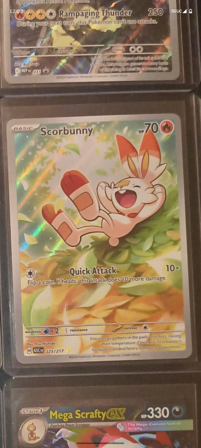 Pokemon Scorbunny "Quick Attack" 225/217 Card