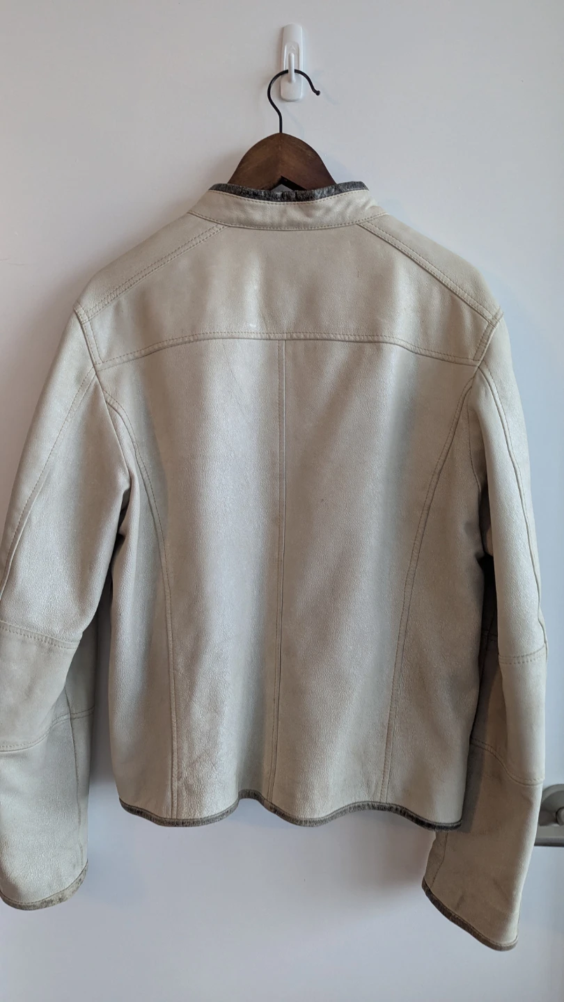 Genuine Off-white Leather Jacket - photo 2