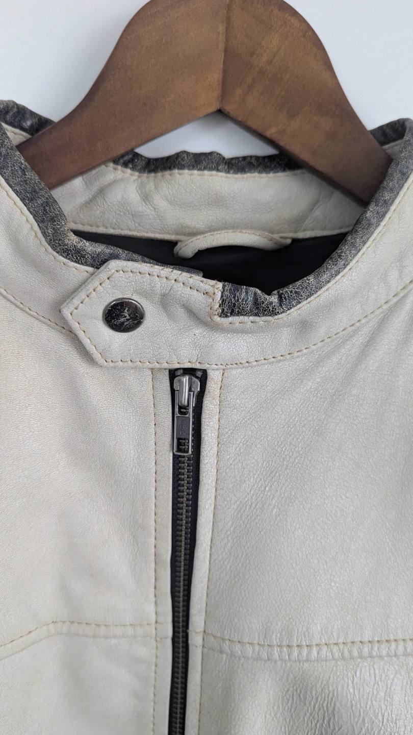 Genuine Off-white Leather Jacket - photo 5