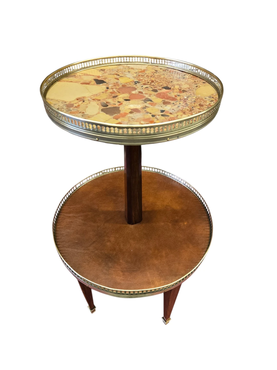 Two-Tiered Side Table with Terrazzo Top