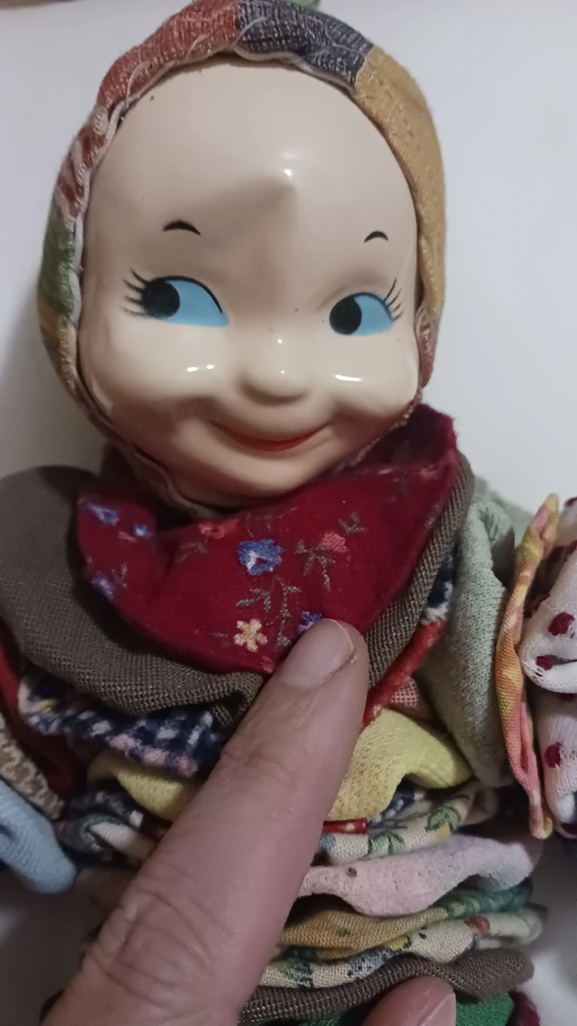 Handmade Fabric Doll with Vintage Doll Head