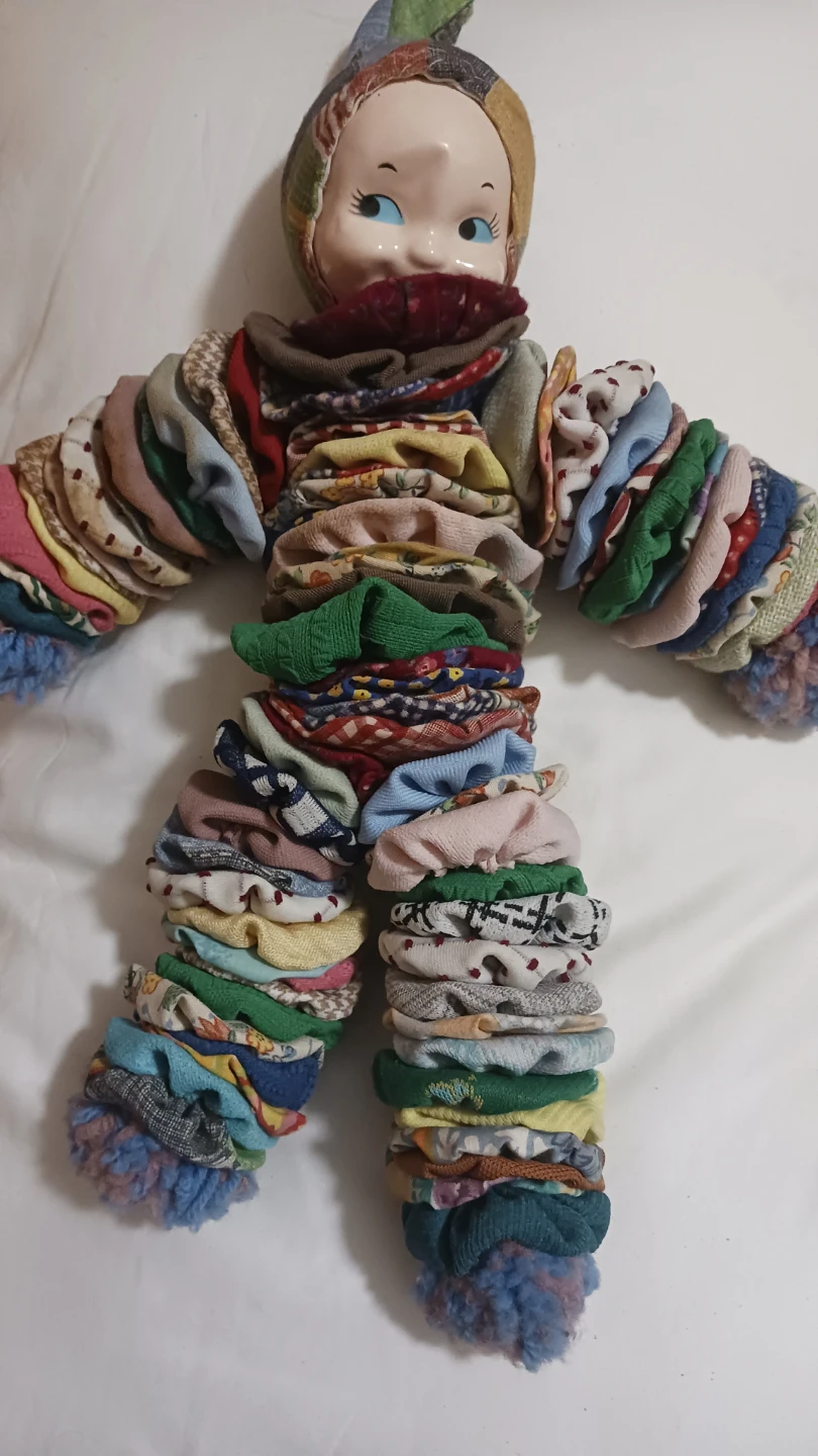 Handmade Fabric Doll with Vintage Doll Head - photo 2