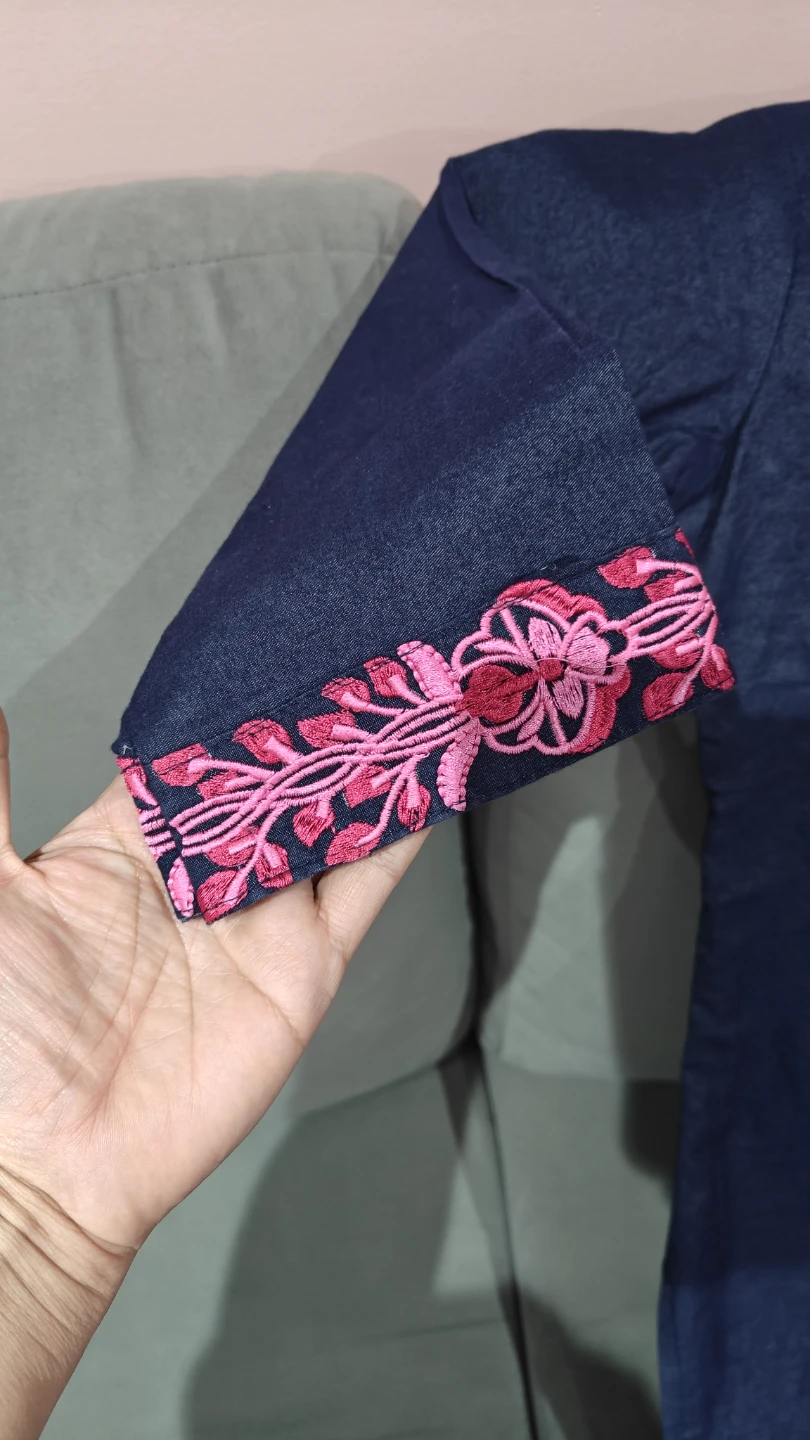 Dark Blue Kurti with Pink Embroidery - photo 5