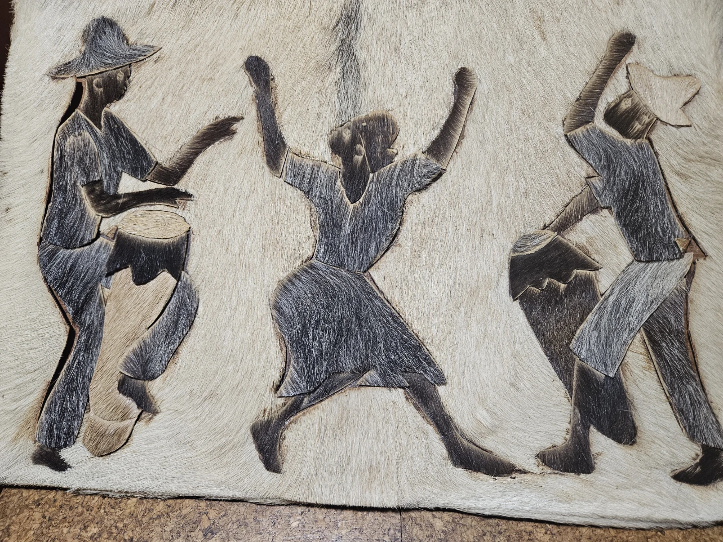 Wall Hanging Art - Hair-on Hide with Appliqué Figures - photo 3