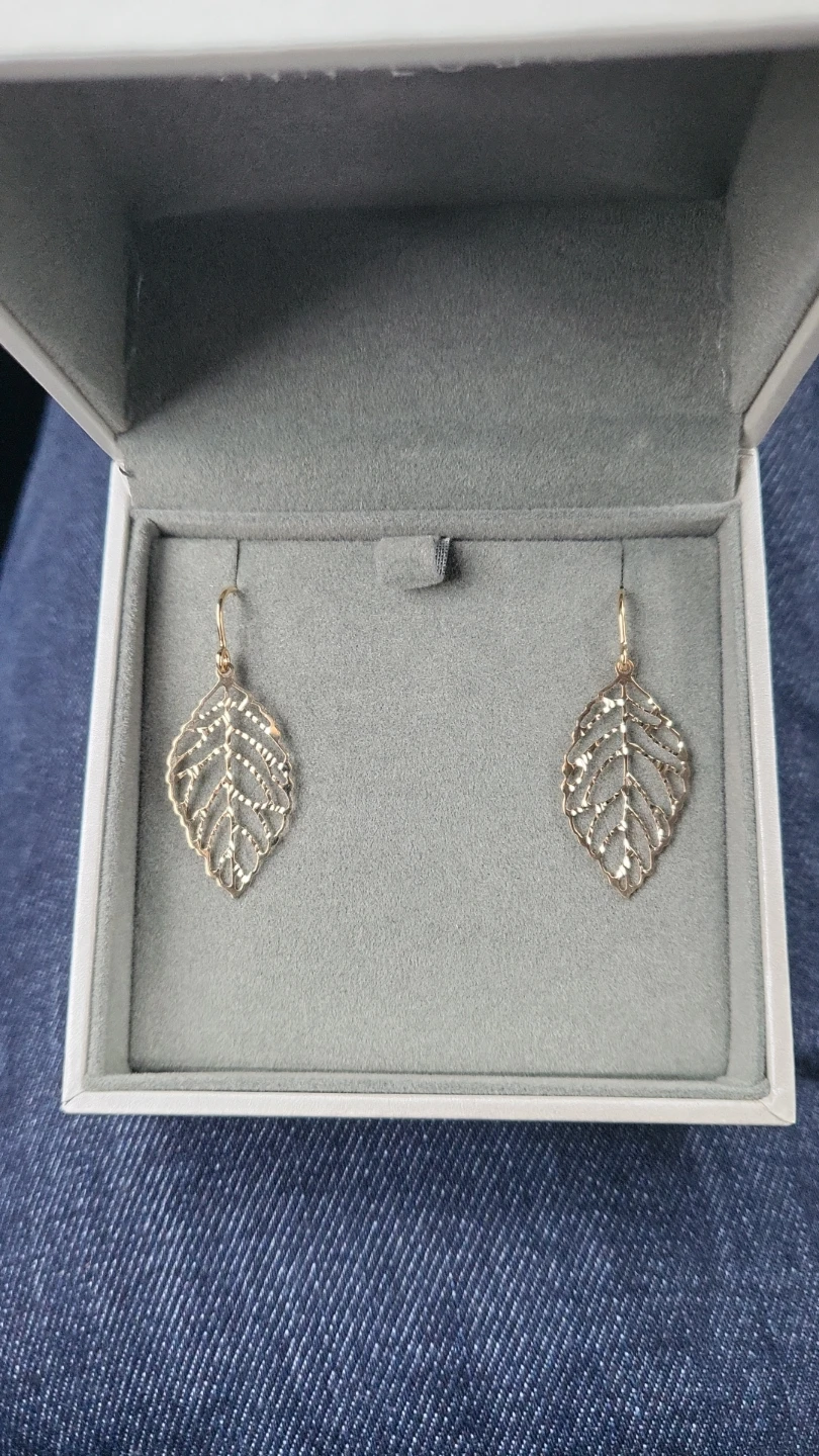 Gold-tone leaf dangle earrings