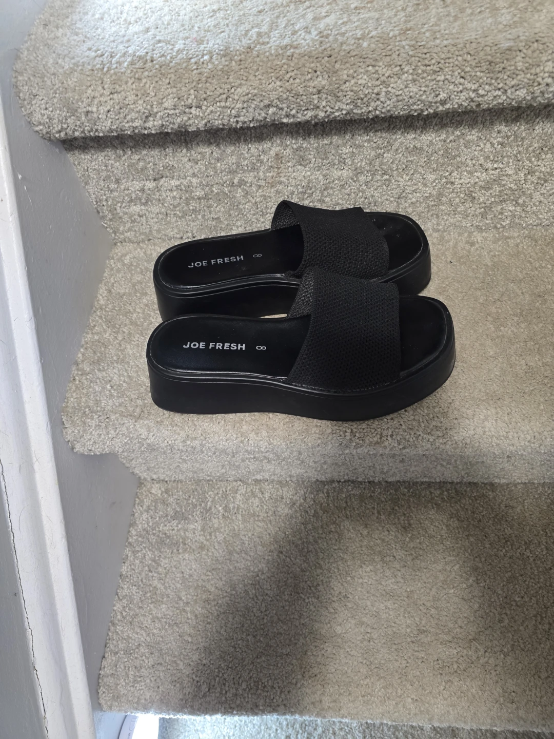 Joe Fresh Black Platform Slides