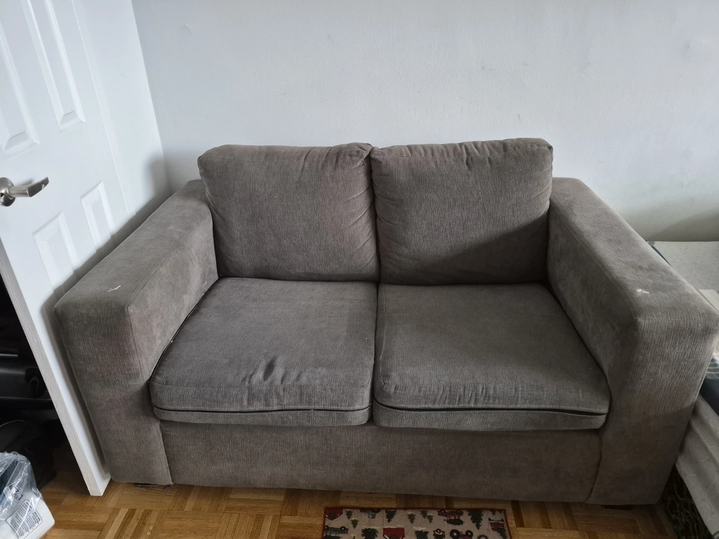 Grey loveseat couch