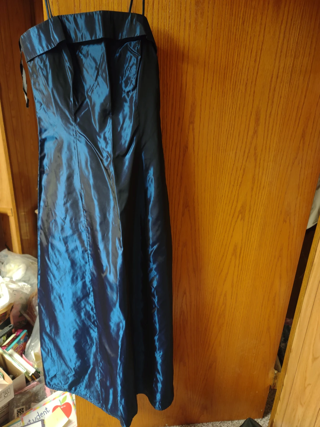 Long blue metallic dress