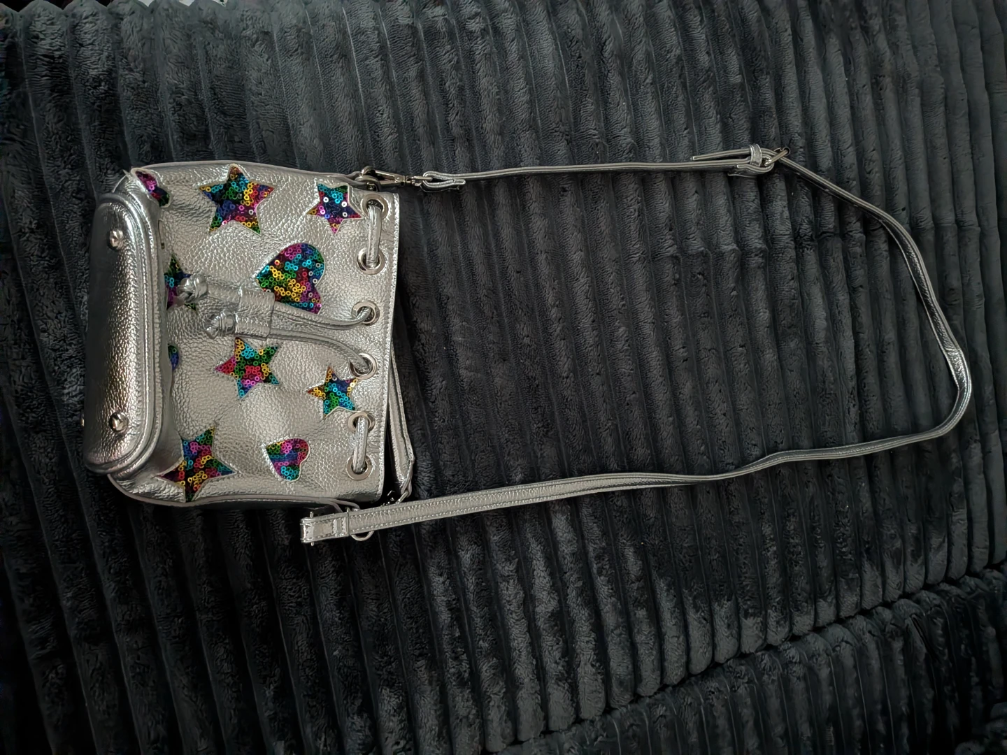 Silver Sequin Star Bucket Bag
