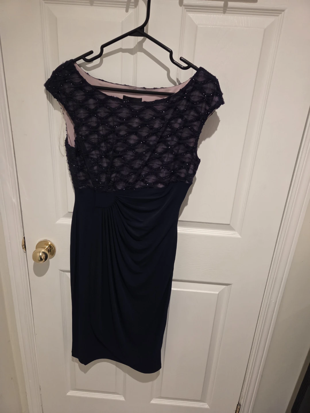 Connected Apparel Navy Blue Beaded Dress Size 6