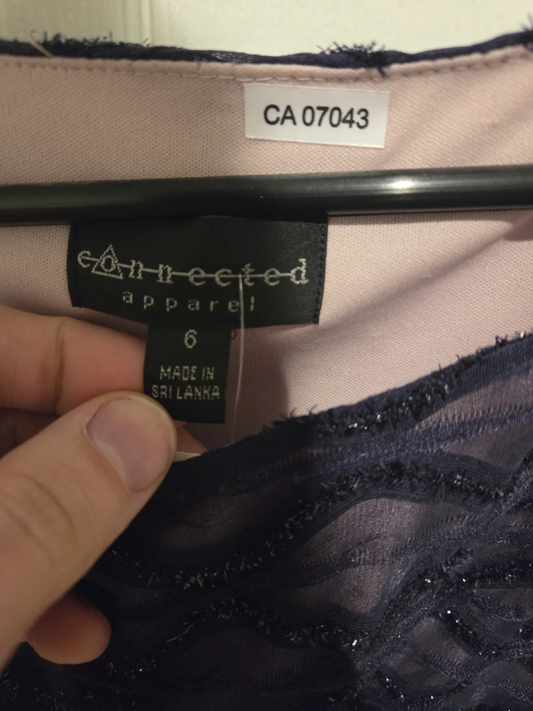 Connected Apparel Navy Blue Beaded Dress Size 6 - photo 3