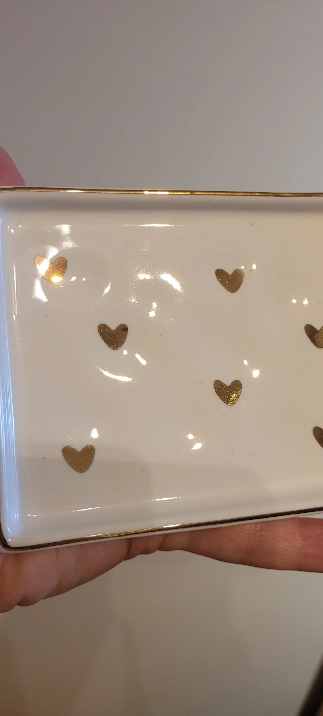 NEW White Trinket Dish with Gold Hearts - photo 2