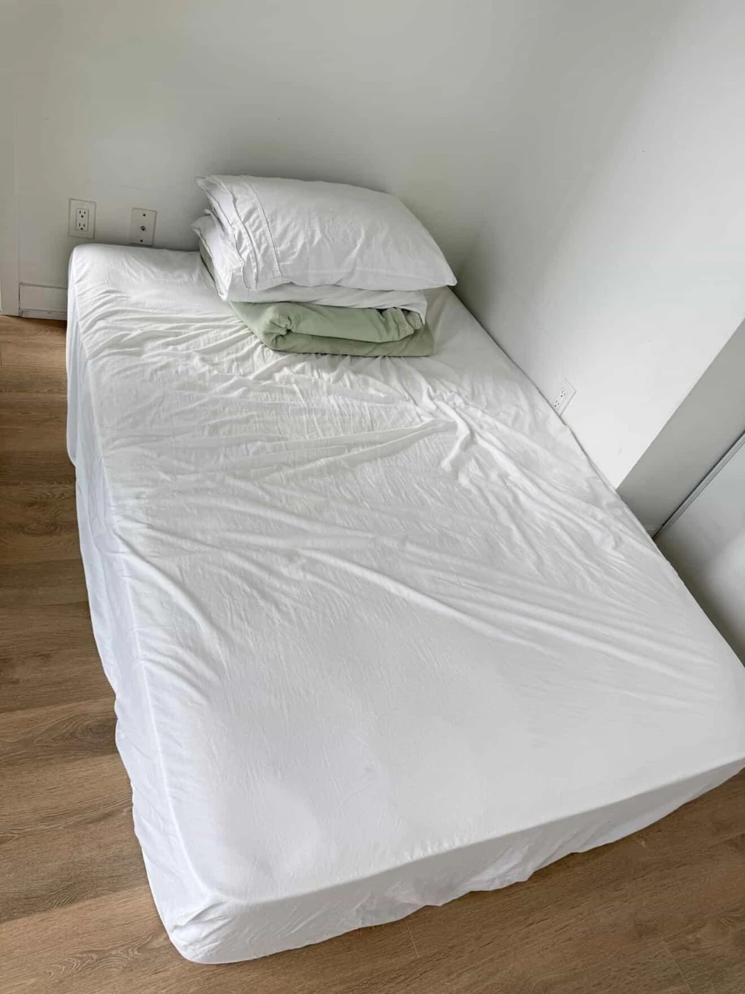 Single Bed Frame with Mattress and Linens