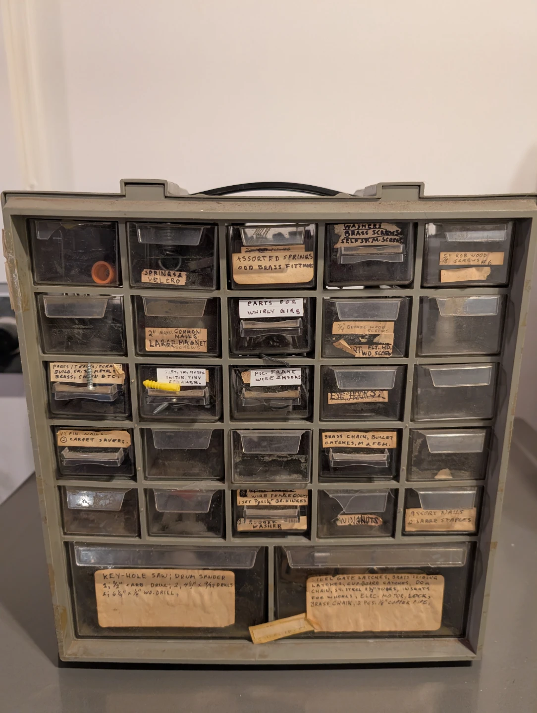 Hardware Organizer Storage Cabinet with Assorted Parts