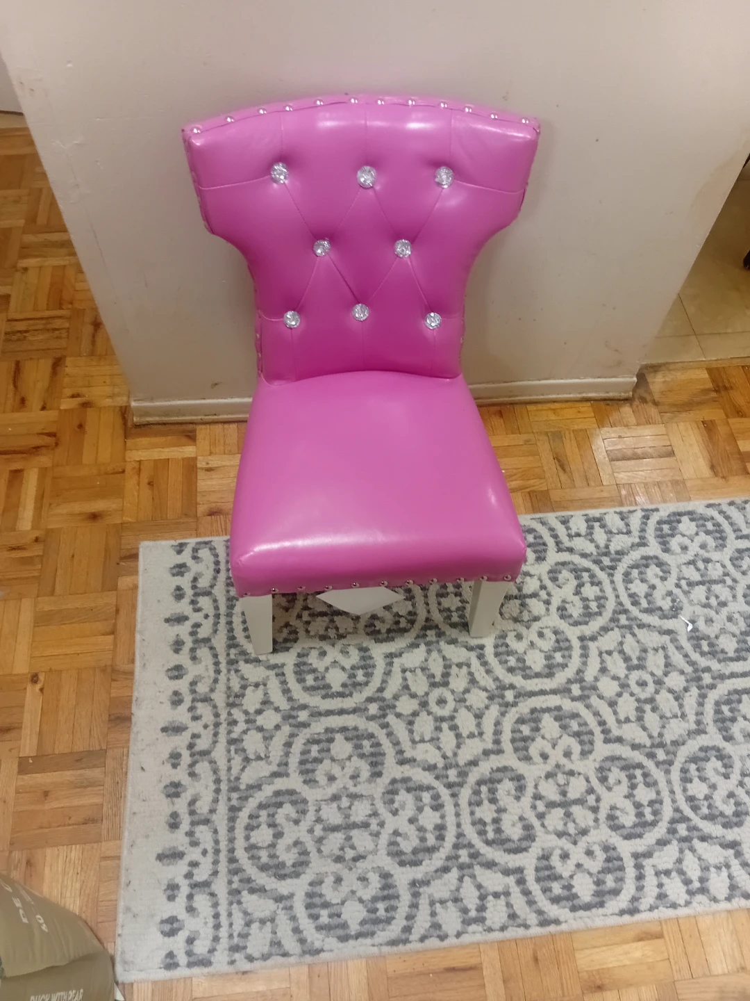 2 Pink Tufted Accent Chair with Crystals