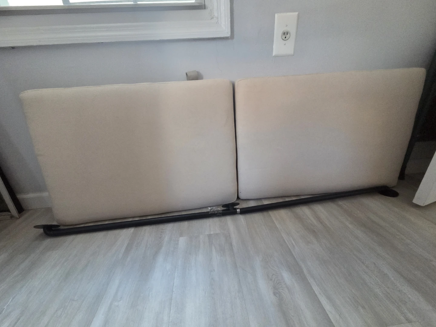 Beige Linen Upholstery Hanging Headboard - photo 5
