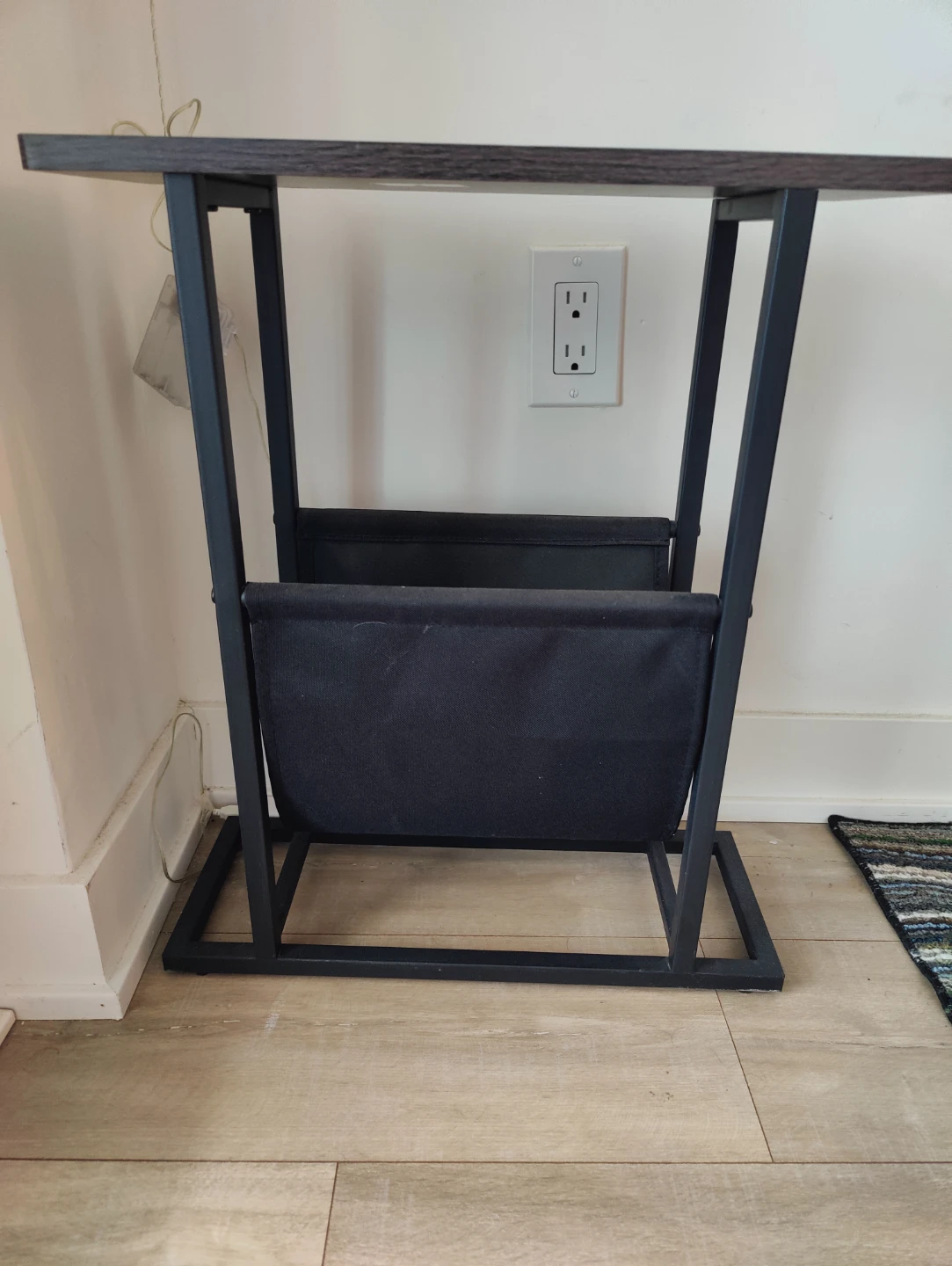 Black Metal Side Table with Magazine Rack