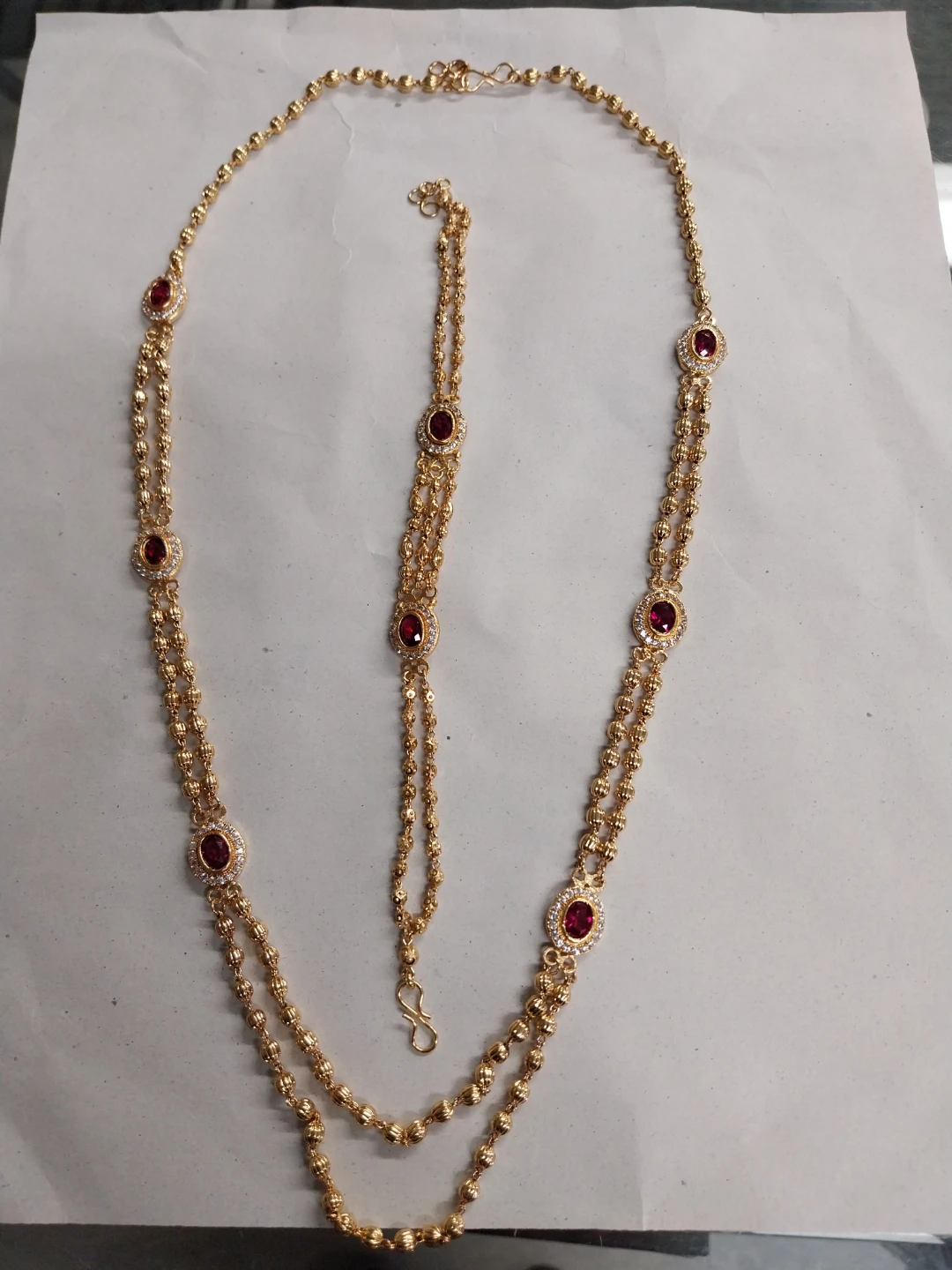 Gold Chain Necklace with Red Stones - photo 2