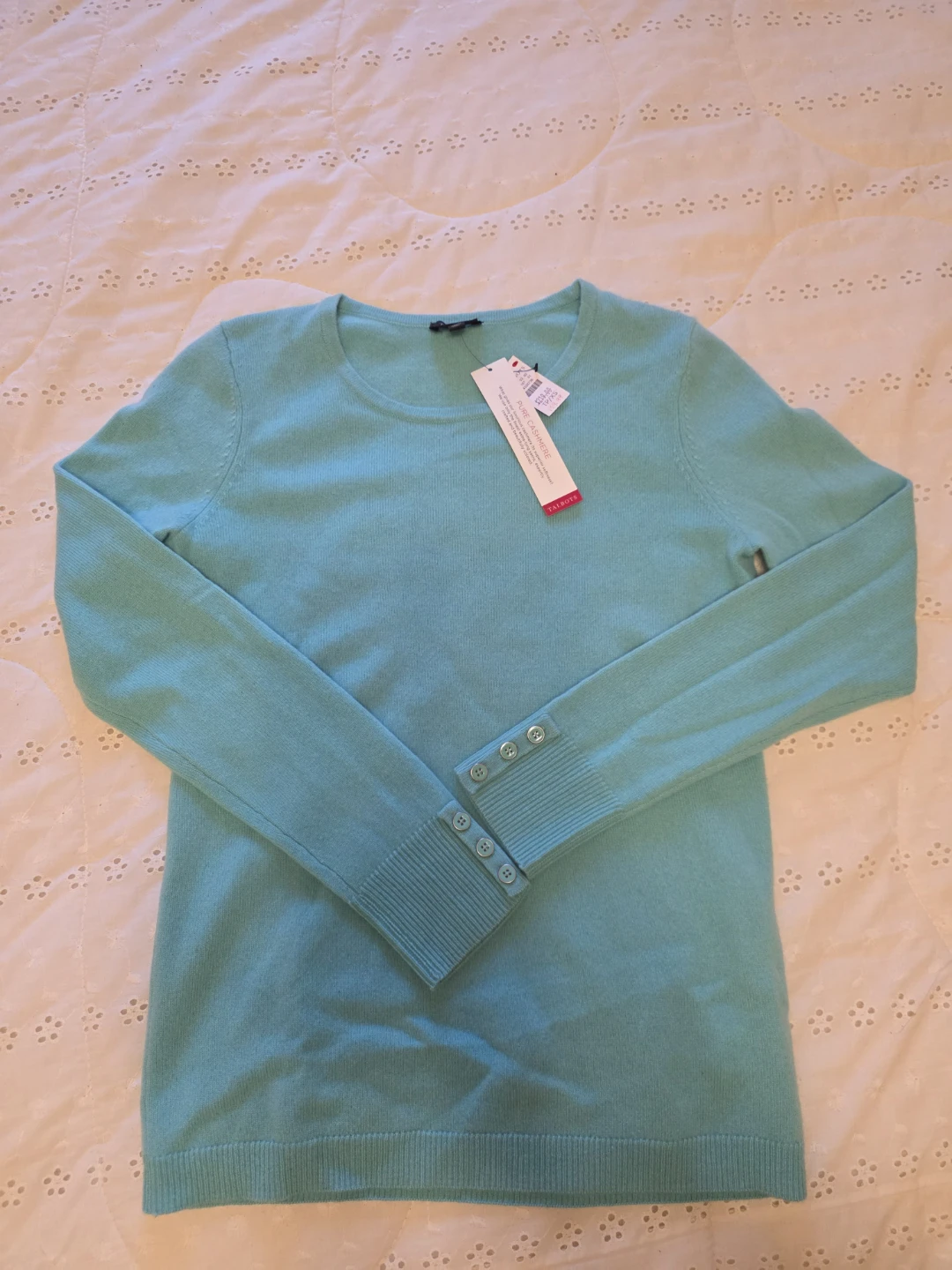 Talbots Pure Cashmere Sweater - Aqua Blue - Size Medium
