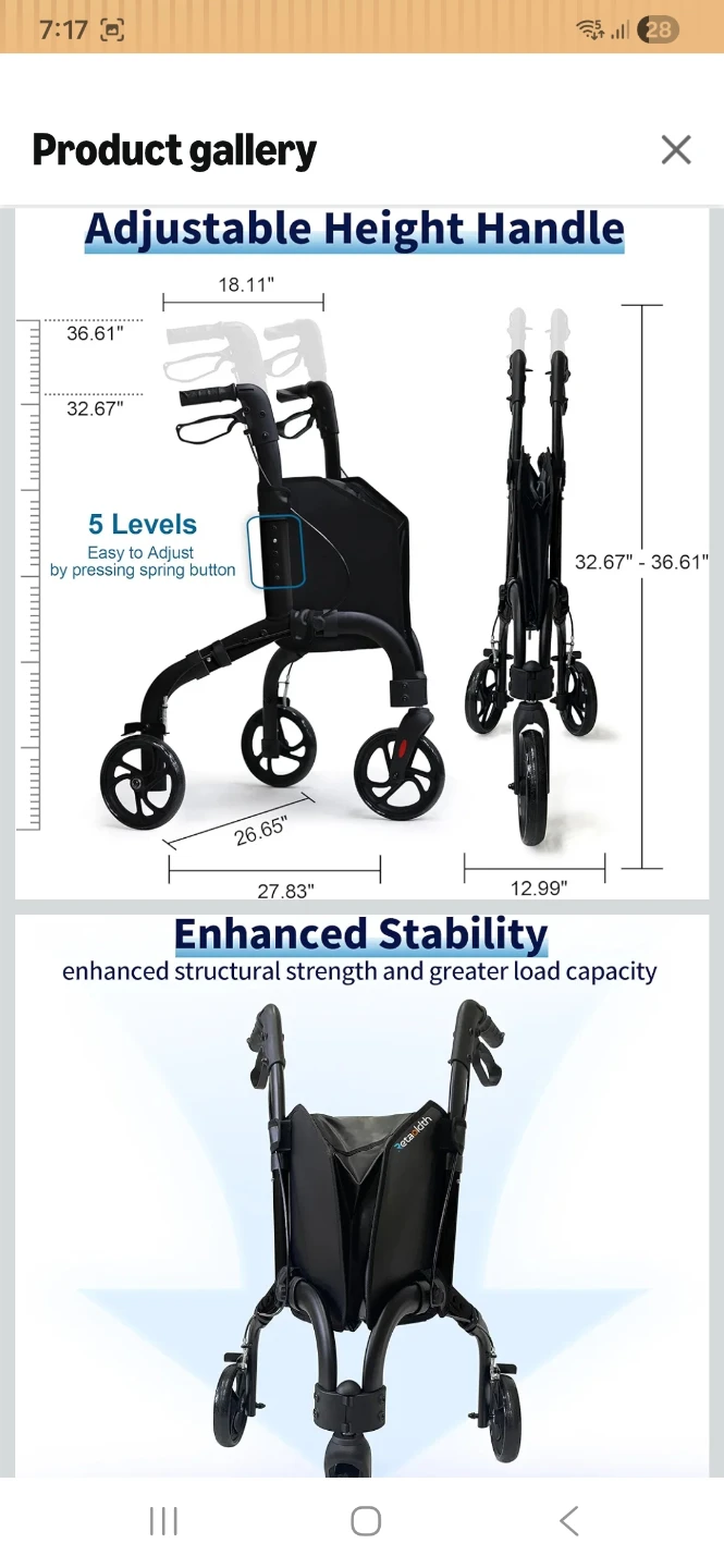 Retaoldth 3-Wheel Rollator Walker