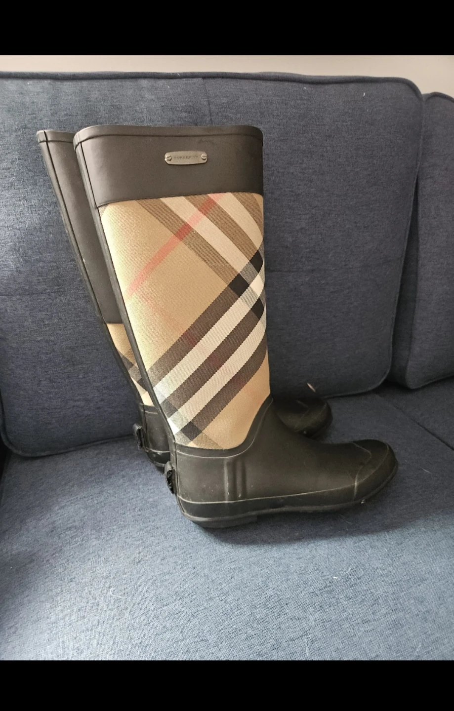 Burberry Rubber Check Detail Rain Boots