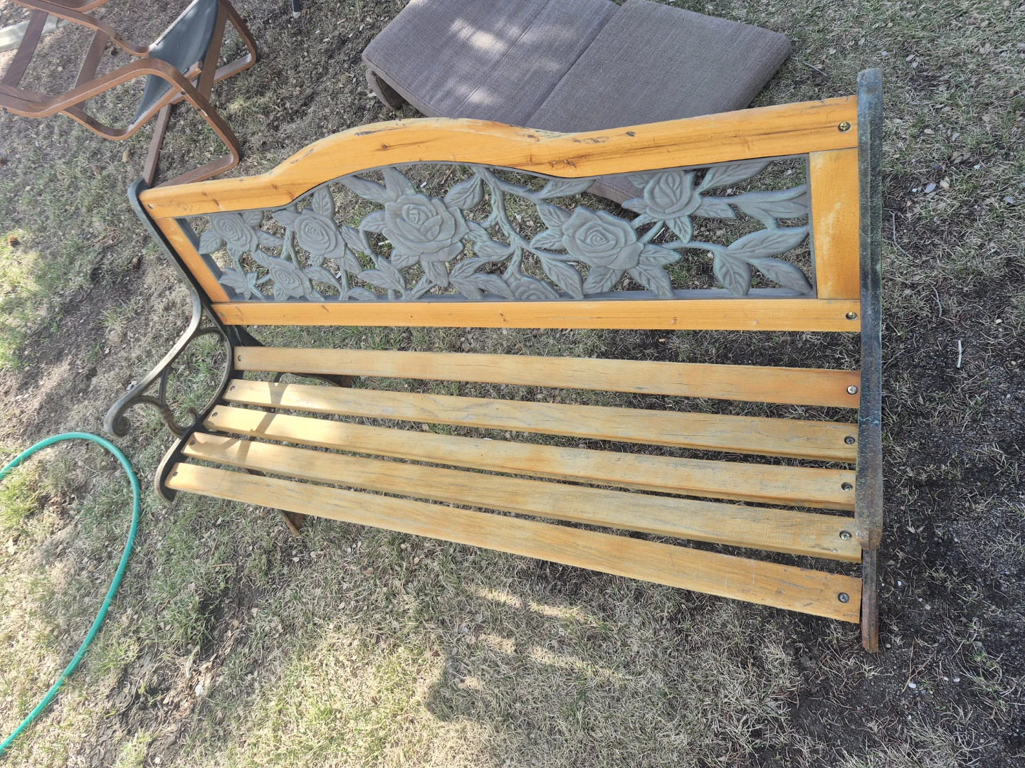 Wooden and Metal Garden Bench - photo 2