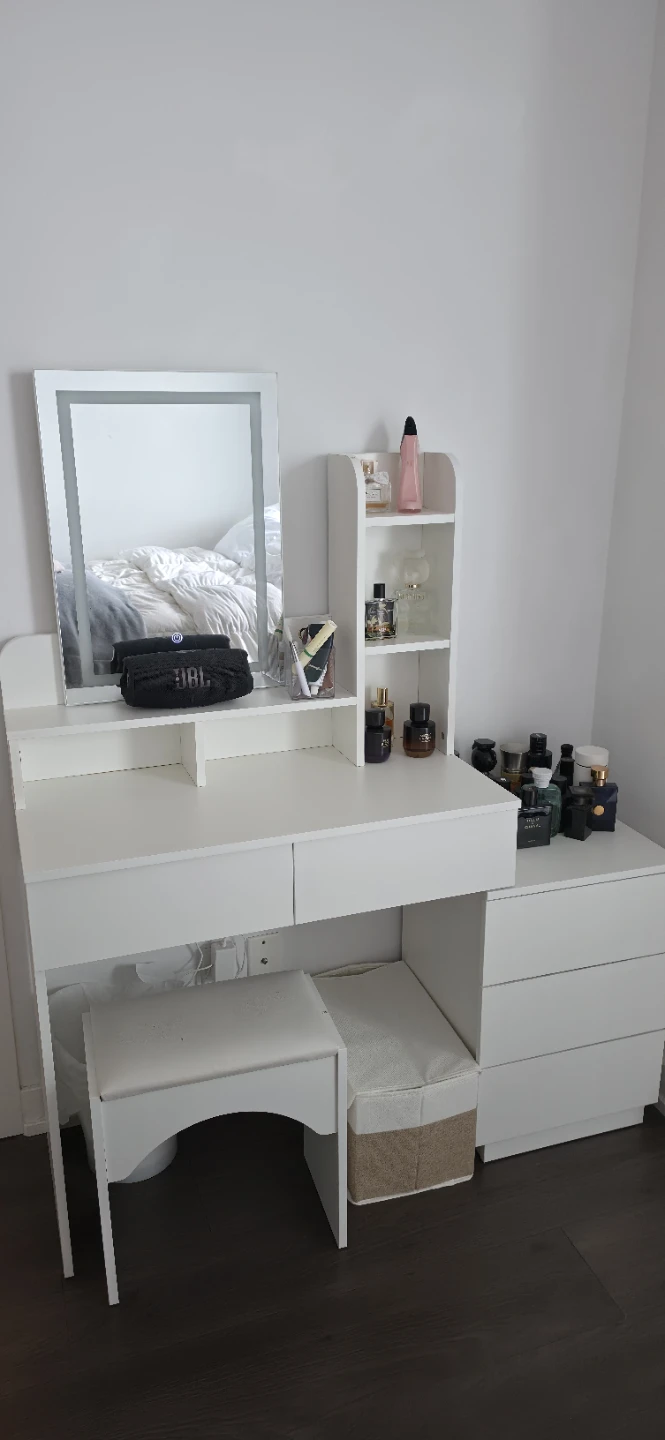 White Vanity Set with Mirror and Stool - photo 2