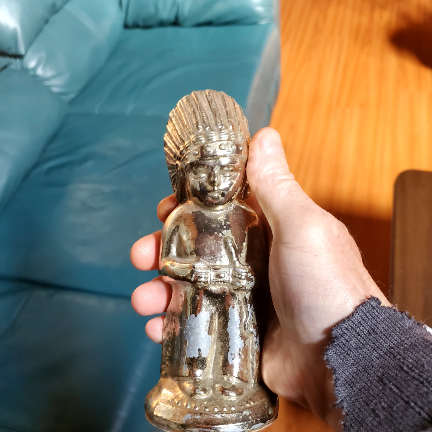 Vintage Metal Native American Coin Bank