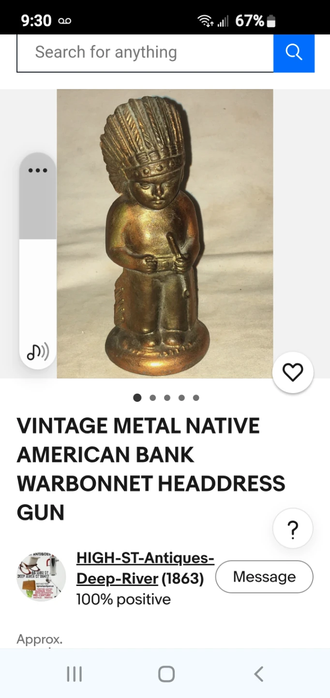 Vintage Metal Native American Coin Bank - photo 3