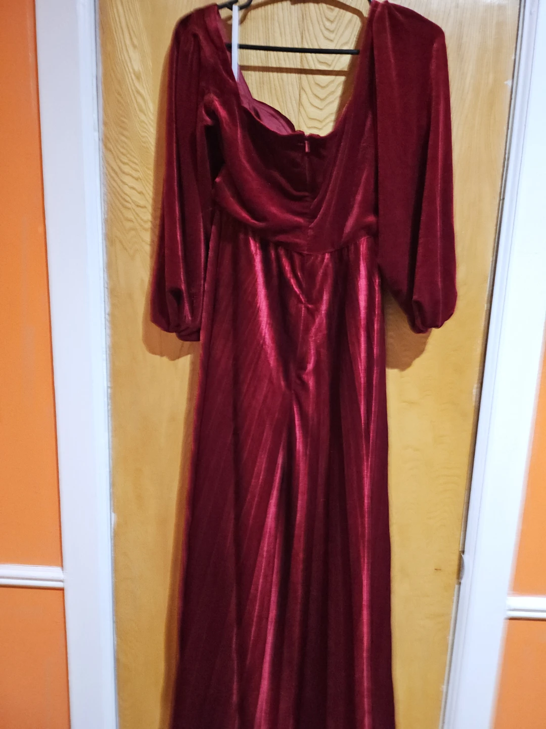 Red Velvet Maxi Dress with Square Neckline