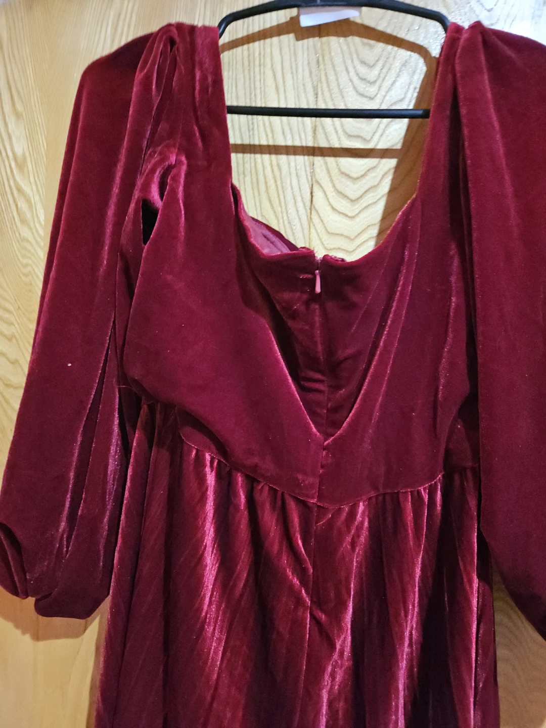 Red Velvet Maxi Dress with Square Neckline - photo 3