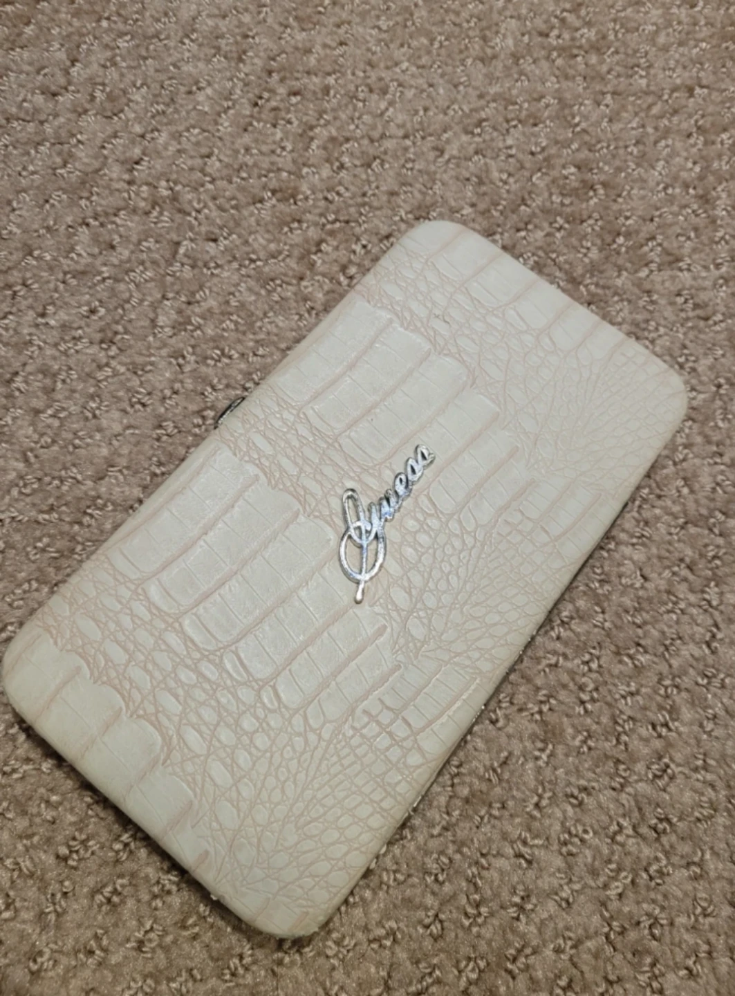 Guess Crocodile Embossed Wallet - Pink Cream