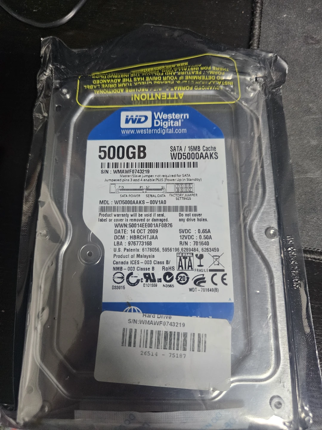Western Digital 500GB SATA Hard Drive