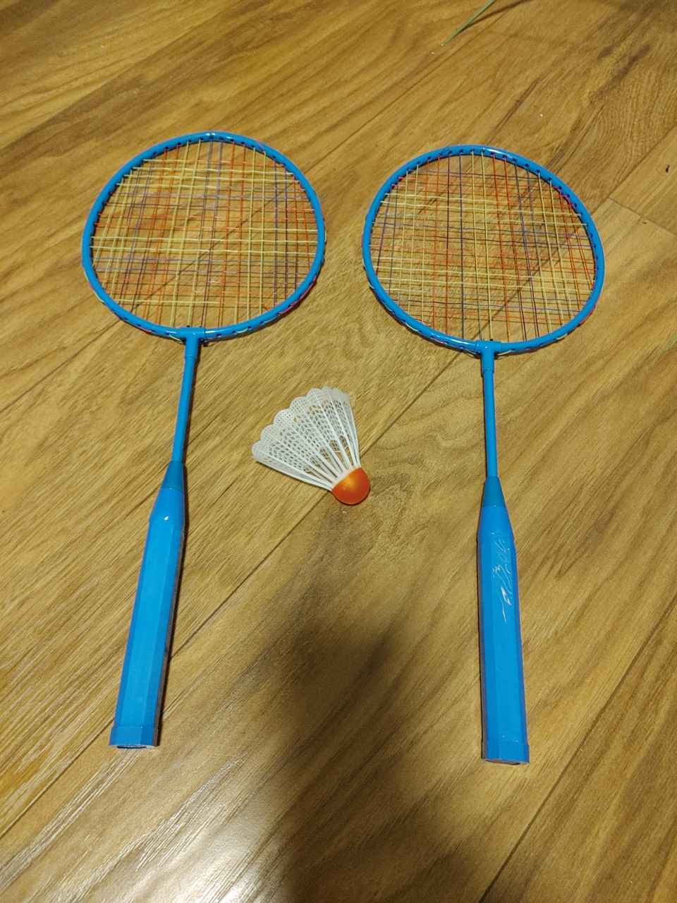 Kids 2 Blue Badminton Rackets with Shuttlecock
