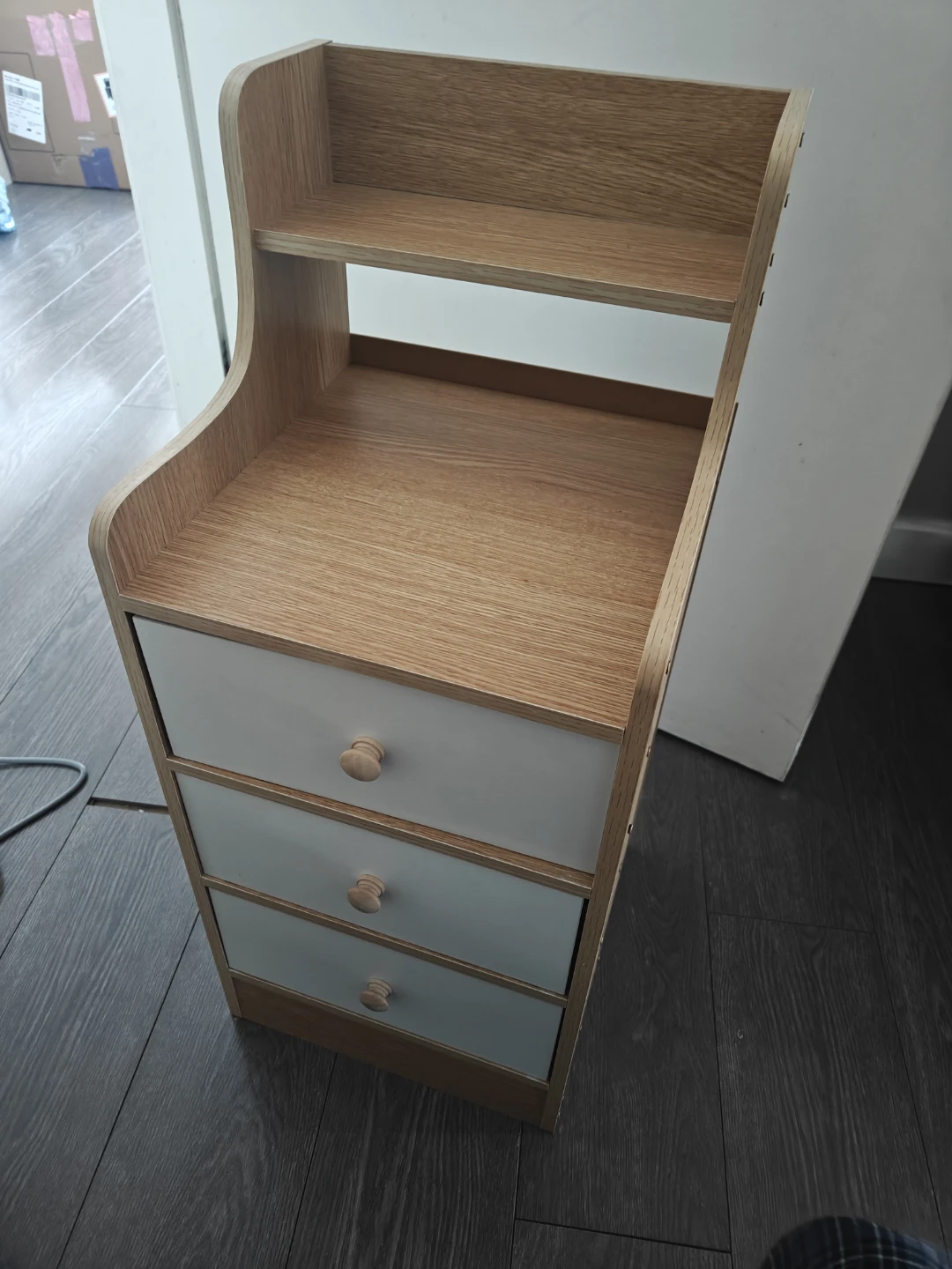 Wood nightstand with 3 drawers